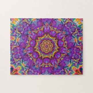 Puzzle Art pourpre de kaléidoscope d'arc-en-ciel de fleur