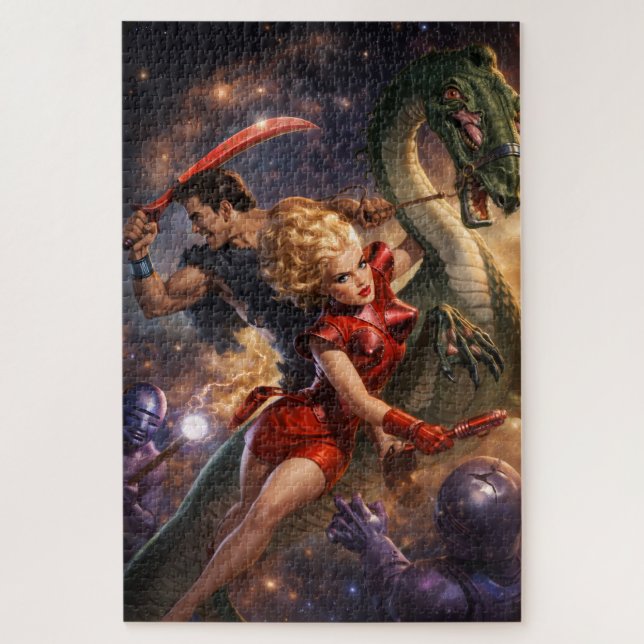 Puzzle Art rétro de science-fiction fantastique dans l'es (Vertical)