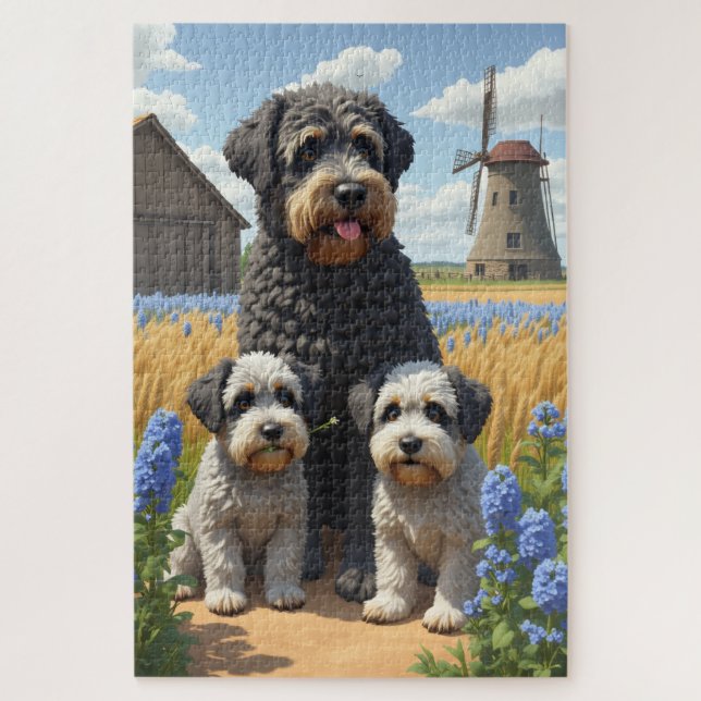 Puzzle Art rustique de Bouvier des Flandres sur le terrai (Vertical)