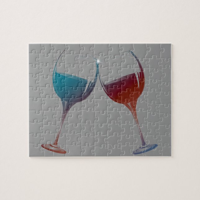 Puzzle Art tintant en verre de vin d'étincelle (Horizontal)