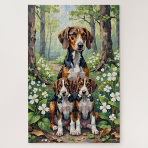 Puzzle Art Treeing Walker Coonhound Forest Trillium
