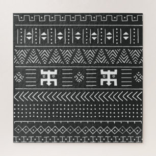 Puzzle Art Tribal Africain : Géométrique Noir & Blanc