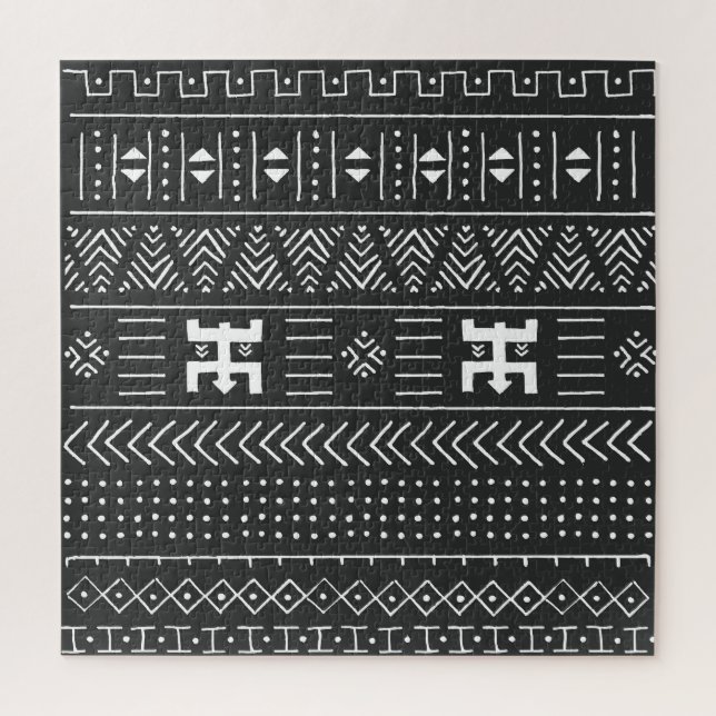 Puzzle Art Tribal Africain : Géométrique Noir & Blanc (Vertical)