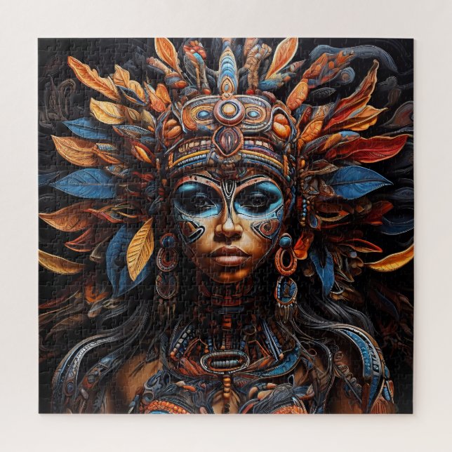 Puzzle Art tribal fusion abstrait vibrant aztèque (Vertical)