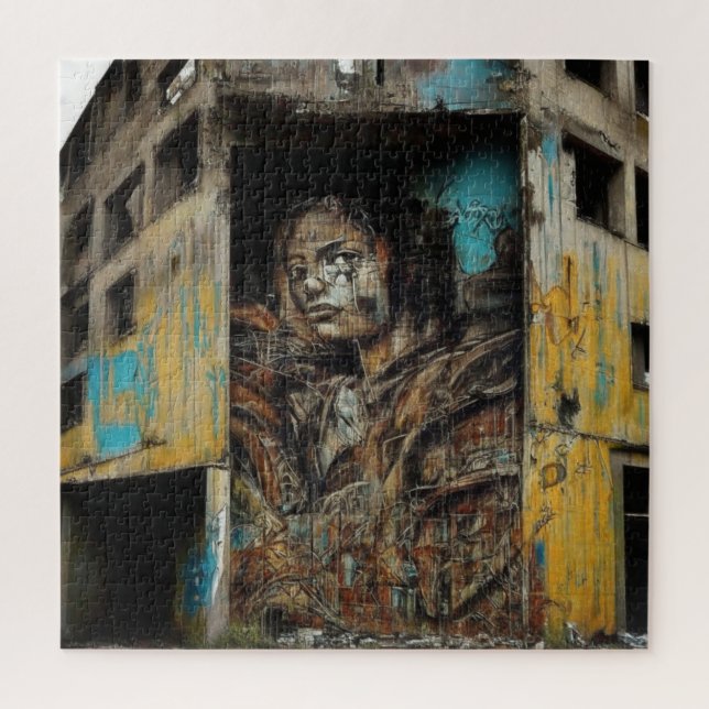 Puzzle Art urbain sur bâtiment abandonné (Vertical)