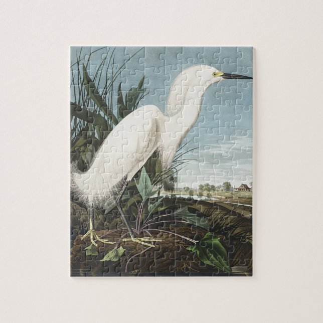Puzzle Art vintage d'Audubon représentant un héron neigeu (Vertical)
