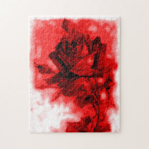 Puzzle Art vintage Rose rouge