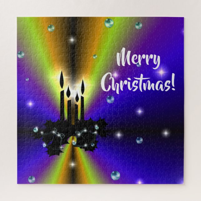 Puzzle Artdeco de Noël sur Arc-en-ciel jaune violet (Vertical)