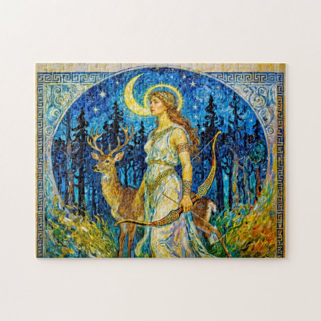 Puzzle Artémis avec cerf et arc dans une nuit forestière  (Horizontal)