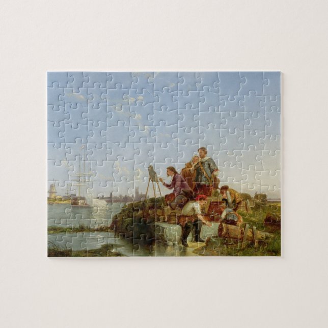 Puzzle Artiste à son chevalet et expédition au-delà, 1894 (Horizontal)