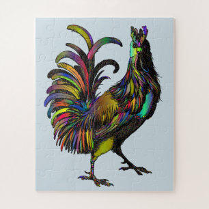 PUZZLE ARTISTIQUE COQ COLORÉ
