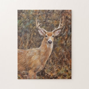 Puzzle artistique de cerf avec bois