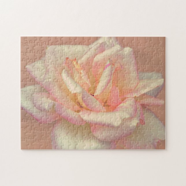 Puzzle artistique de fleur de rose rose blush (Horizontal)