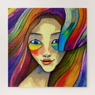 Puzzle Arts visuels abstraits colorés de jolie fille