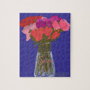 Puzzle Arty Joyeuses Fleurs Colorées Dans Le Vase +Nom Pe