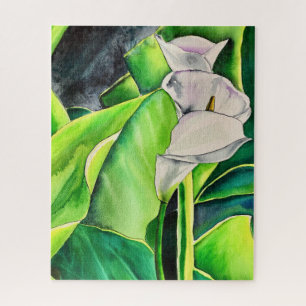 Puzzle Arum blanc Lily aquarelle tropicale florale