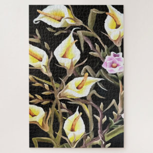 Puzzle Arum Lily Design Floral Artistique Sur Noir