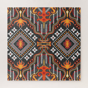 Puzzle Asie Centrale Rouge-Orange : Motifs traditionnels