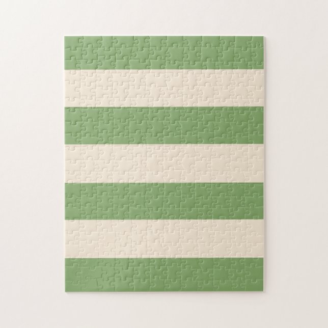 Puzzle Asparagus Vert et Rayures Blanc Antique (Vertical)