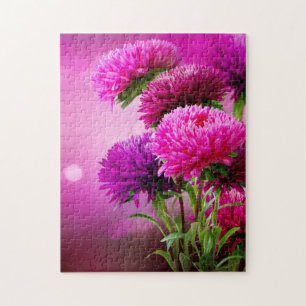 Puzzle Aster Autumn Flowers Art Design