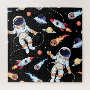 Puzzle Astronaut Rocket : Espace Vintage Motif sans joint