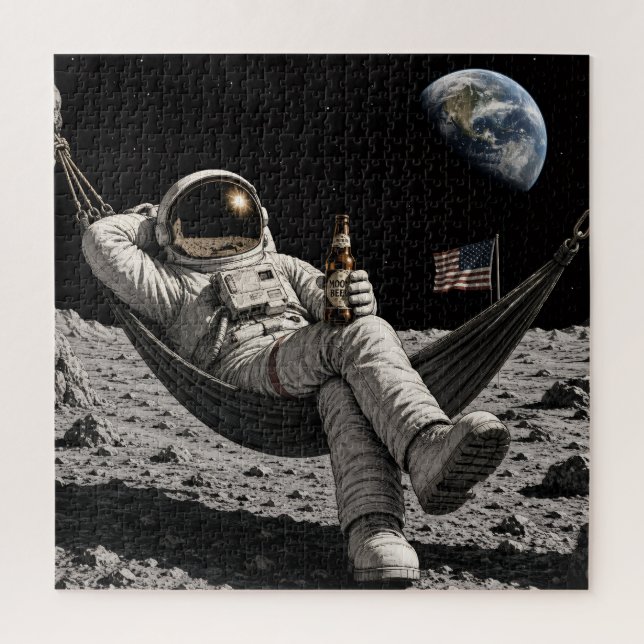 Puzzle Astronaute buvant de la bière (Vertical)