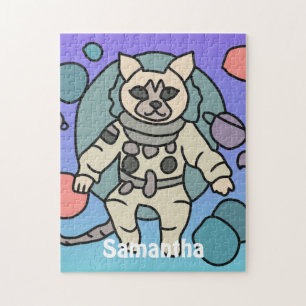 Puzzle Astronaute chat minimaliste dans l'espace Drôle