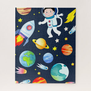 Puzzle Astronaute dans l'espace Planètes et Fusées Motif