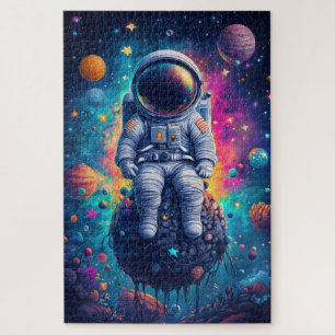 Puzzle Astronaute dans une scène spatiale colorée