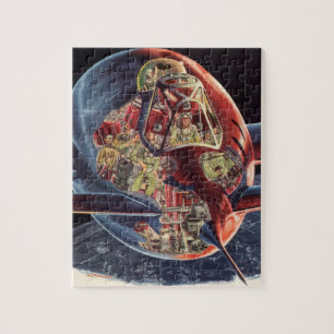 Puzzle Astronaute de la science-fiction vintage Rocket