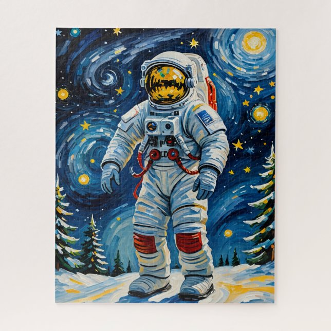 Puzzle Astronaute en forêt d'hiver (Vertical)