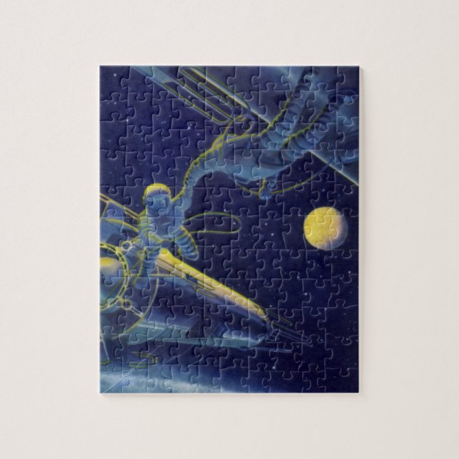 Puzzle Astronautes de la science-fiction vintage dans l'e (Vertical)