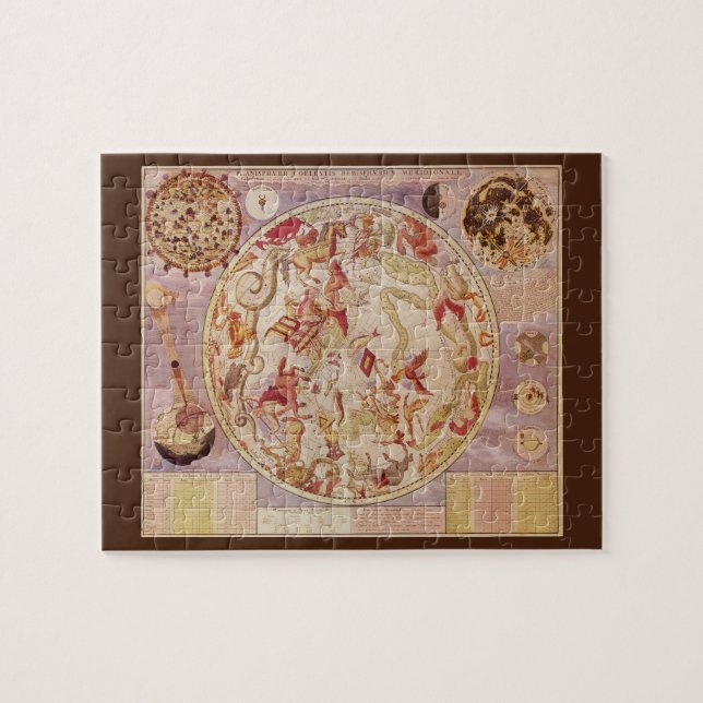 Puzzle Astronomie vintage, Carte Céleste par Carel Allard (Horizontal)