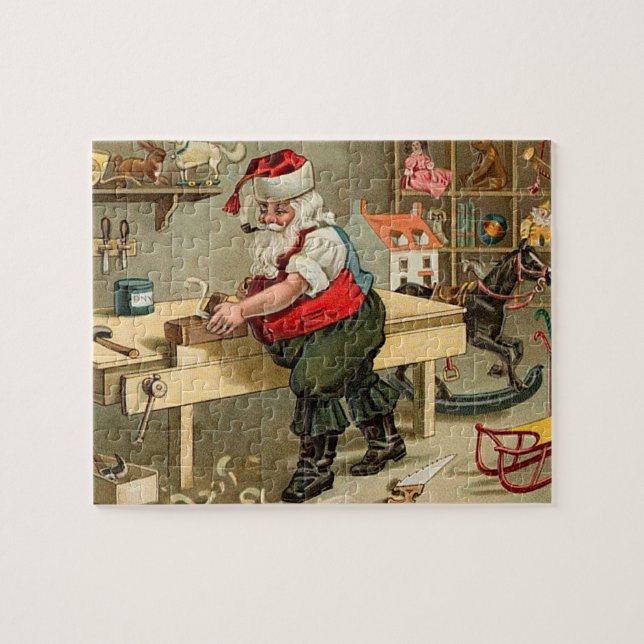 Puzzle Atelier de Noël du Père Noël vintage (Horizontal)