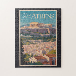 Puzzle Athènes Grèce Parthénon Voyage Art Vintage