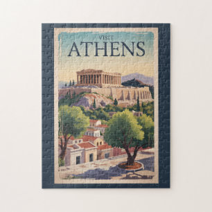 Puzzle Athens Grèce Illustration Voyage Art Vintage