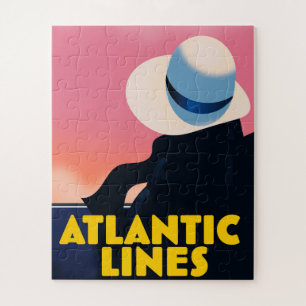 Puzzle Atlantic Lines Cruise Liner travel poster