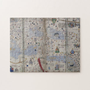 Puzzle Atlas Catalan Carte du Monde 14ème c. Abraham Cres