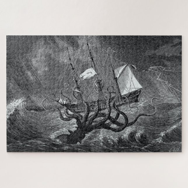Puzzle Attaque de Kraken Navire Echappage vintage (Horizontal)