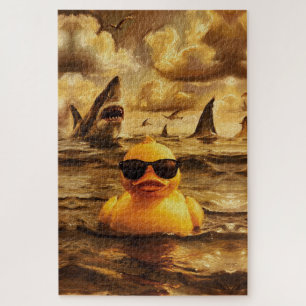 Puzzle Attaque Épique de Requin avec un Canard en Caoutch
