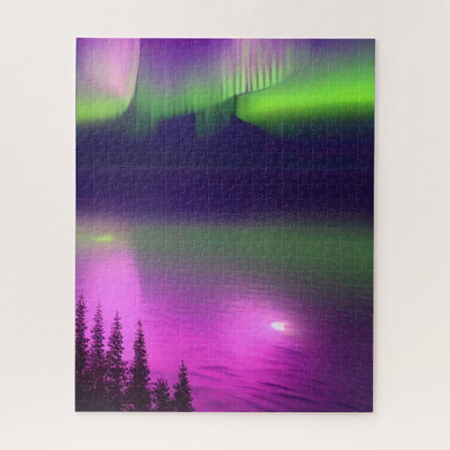Puzzle Aurora Borealis sur l'eau (Vertical)