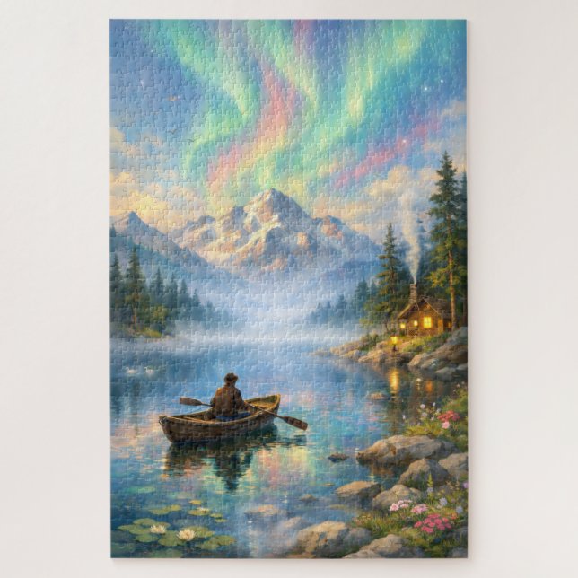 Puzzle - Aurores boréales au lac  (Vertical)