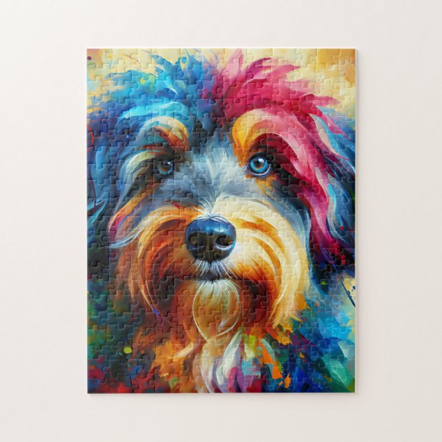 Puzzle Aussiedoodle Chien Acrylique Impression | Coloré (Vertical)