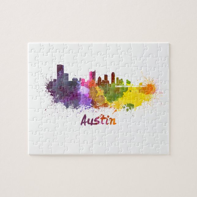 Puzzle Austin skyline in watercolor (Horizontal)