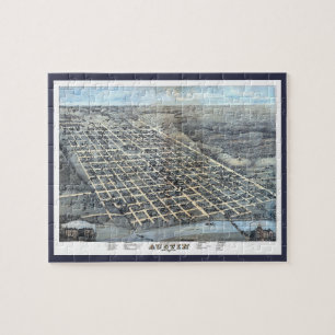 Puzzle Austin, Texas Antique Aerial City Carte de 1873
