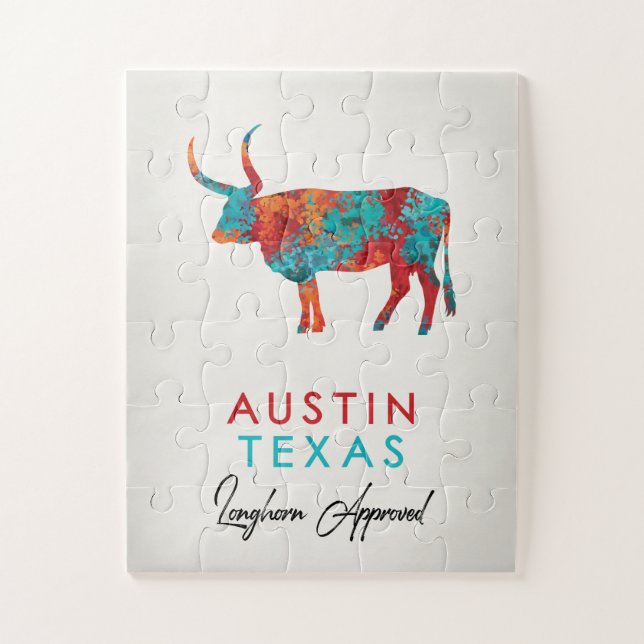 Puzzle Austin Texas Colorful Longhorn (Vertical)