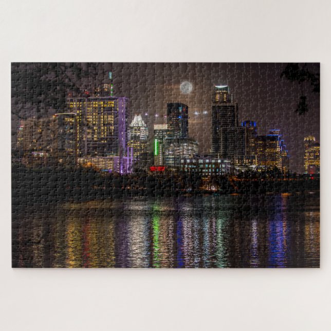 Puzzle Austin, Texas Skyline Pleine lune (Horizontal)