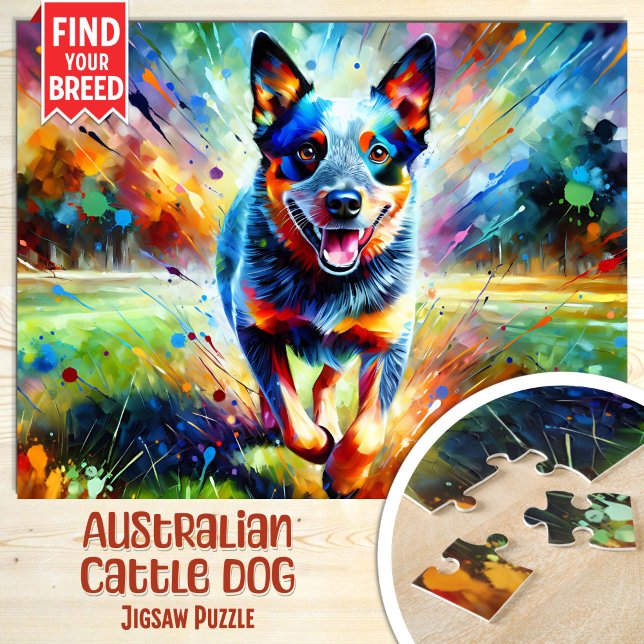 Puzzle Australian Cattle Dog Portrait Acrylique Art Print (Créateur téléchargé)