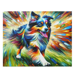 Puzzle Australian Shepherd : Acrylique Blue Merle Aussie