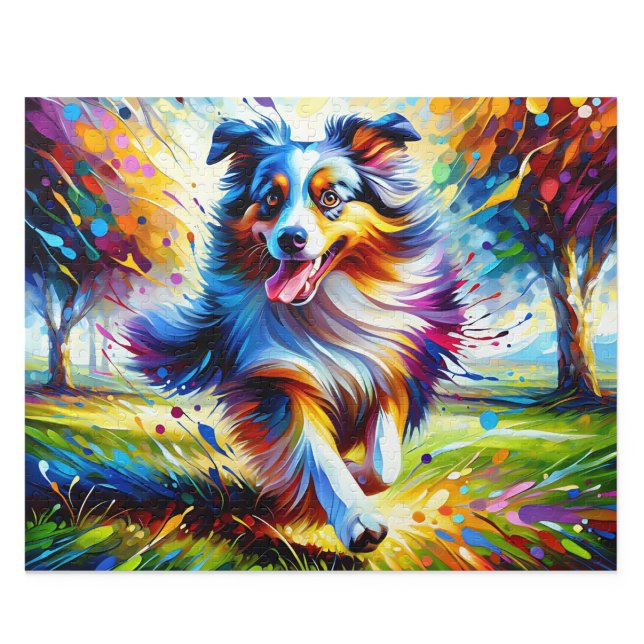 Puzzle Australian Shepherd : Acrylique Blue Merle Aussie (Australian Shepherd : Acrylic Style Blue Merle Aussie Art)